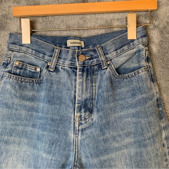 Toteme Twisted Seam High Rise Cropped Ankle Soft 100% Cotton Denim 25/25 Luxury - Picture 4 of 16